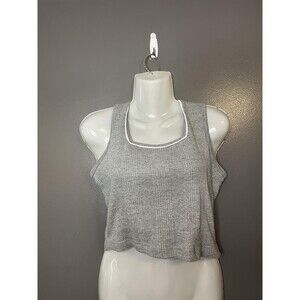 Bravo Tank Top Womens Medium Gray Ribbed Cropped 100% Cotton Shirt Casual